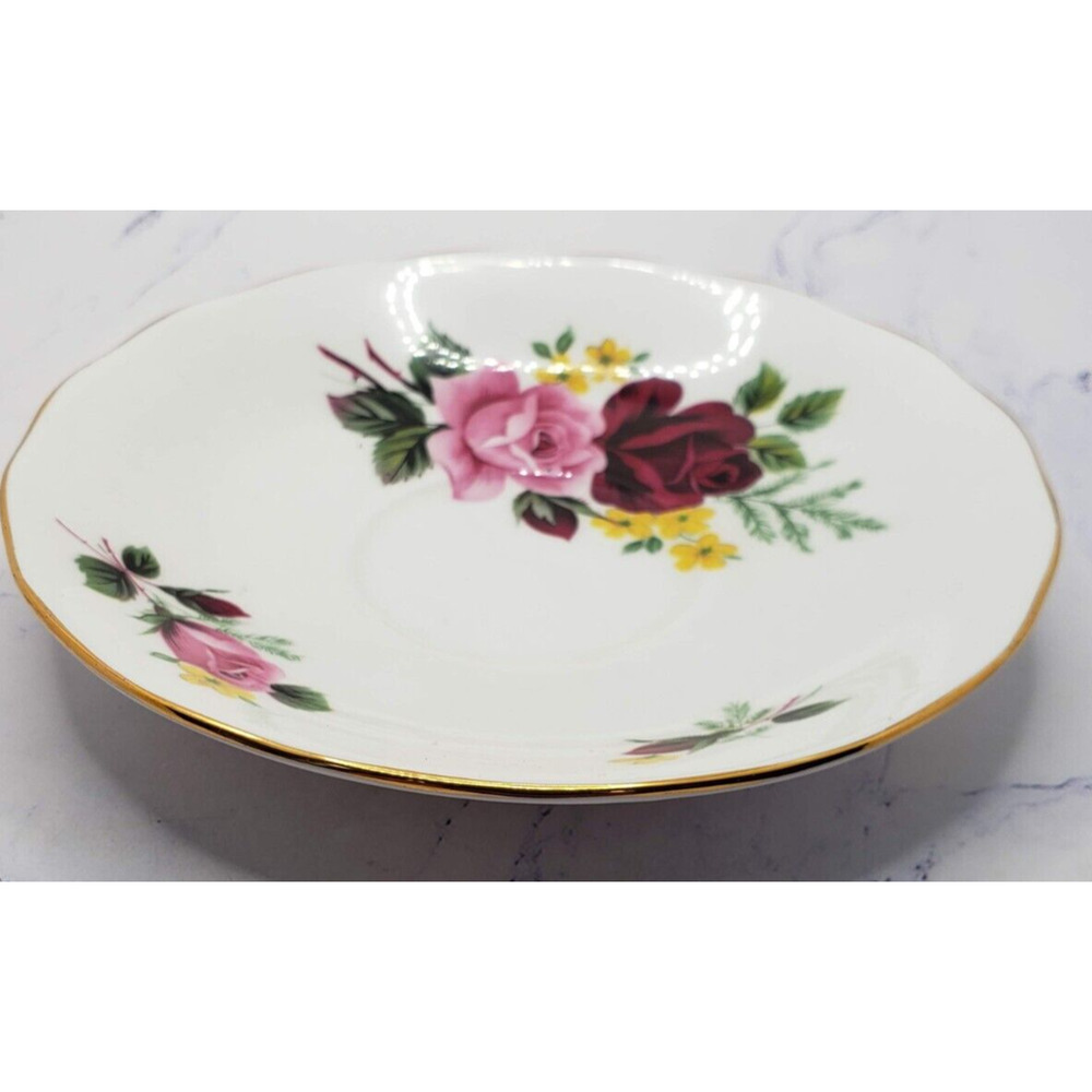 Tea Cup and Saucer Queen Anne Bone China Roses Pattern - Picture 4 of 14
